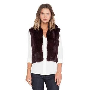 Adrienne Landau Burgundy Rabbit Fur Vest - EUC - M
